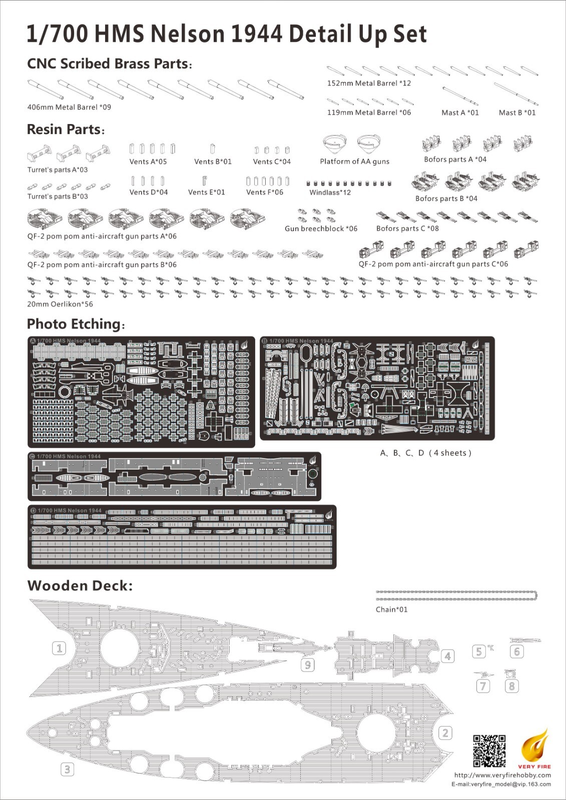 Very Fire 1/700 HMS Nelson Detail Up Set (For Trumpeter)(VF700004)