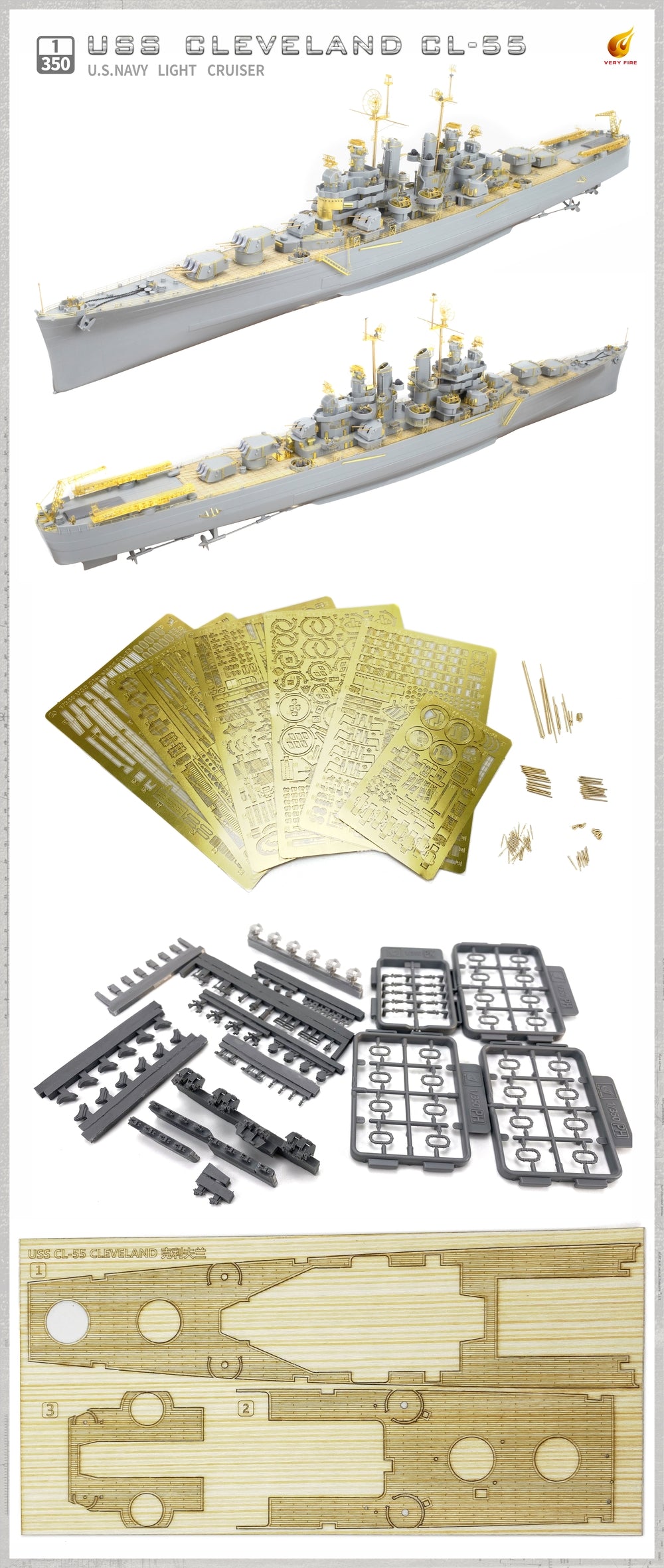 Very Fire 1/350 USS Cleveland Detail Up Set(For VF350920) VF350920UP