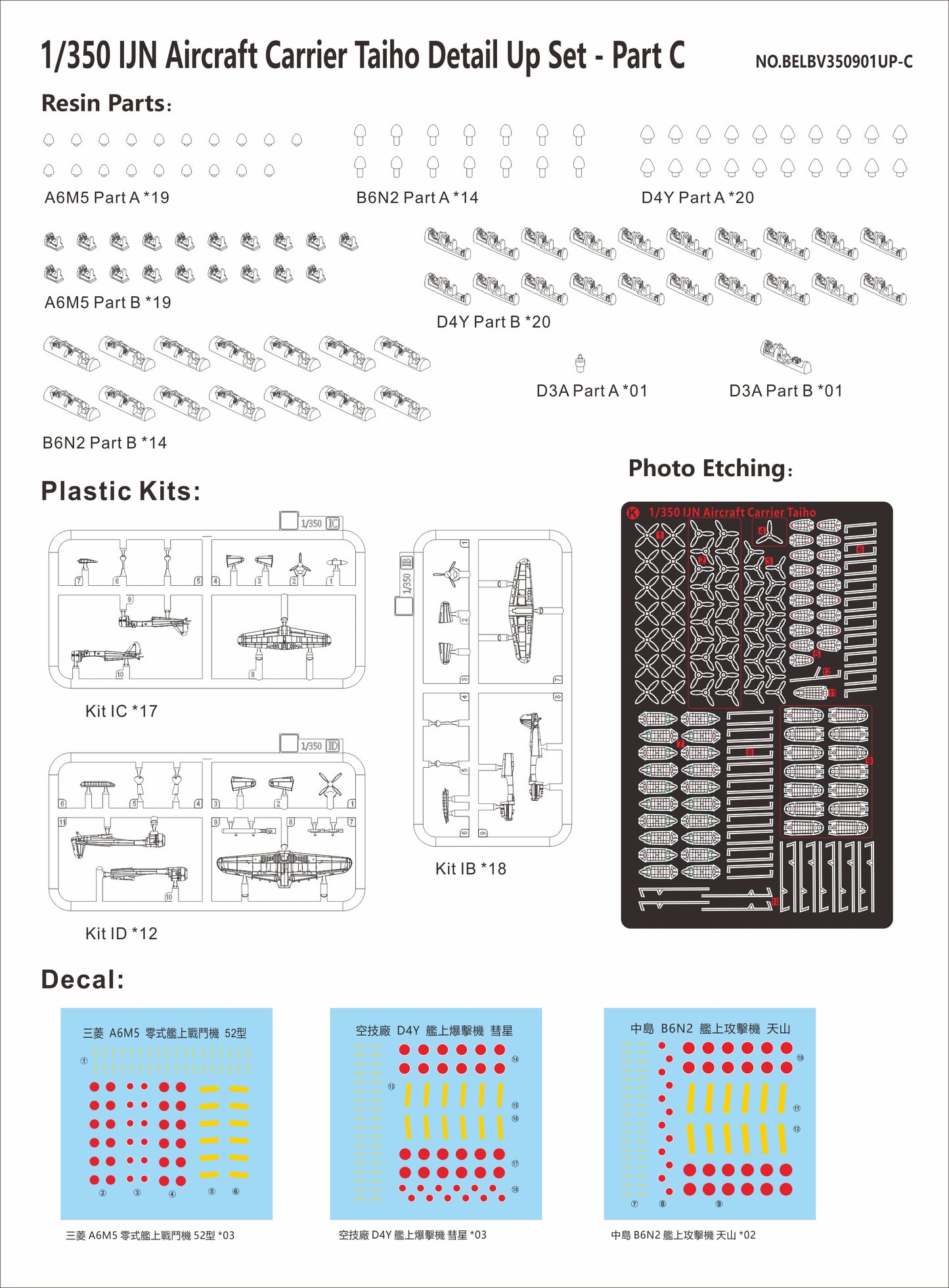 Veryfire 1/350 IJN Aircraft Carrier Taiho DetailUp Set(Part A+B+C)BELBV350901UP