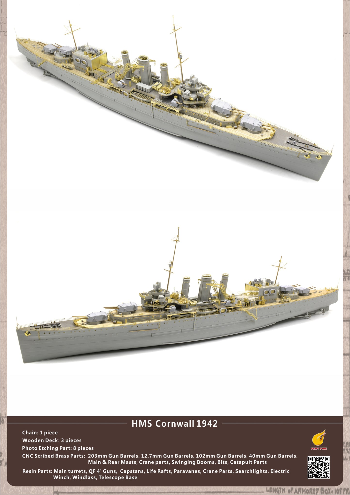 Very Fire 1/350 HMS Cornwall Detail Up Set(For Trumpeter) VF350024
