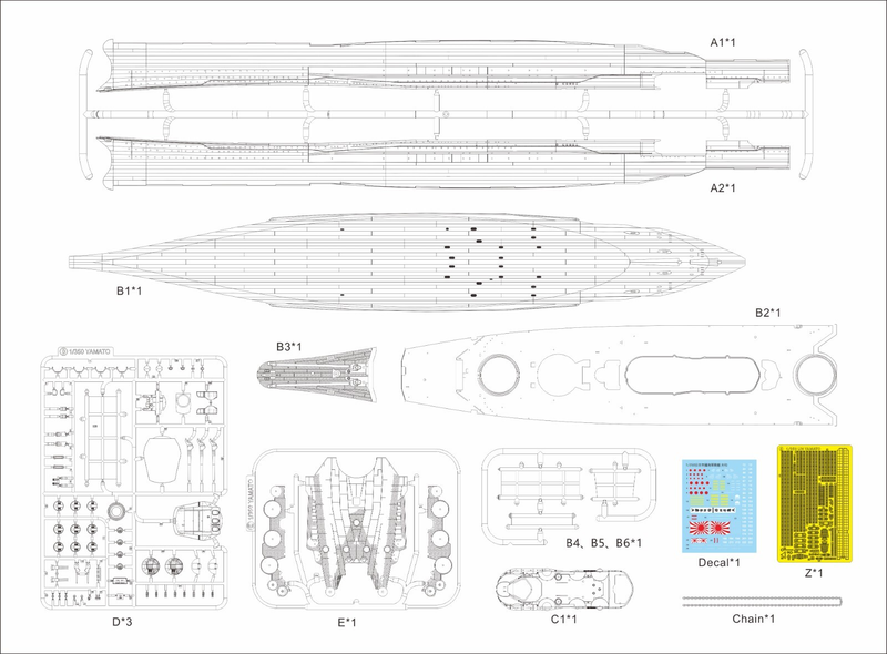 Стандартный набор для линкора IJN Yamato Warship Battleship в масштабе 1/350 Very Fire (BELBV350902) 