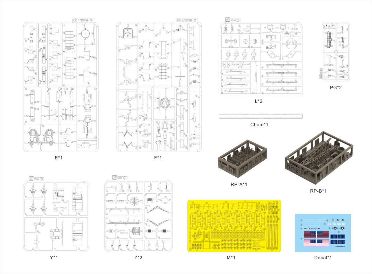 Very Fire 1/350 USS North Carolina kit (BB-55)  Deluxe Version(VF350925DX) / Standard Version(VF350925))